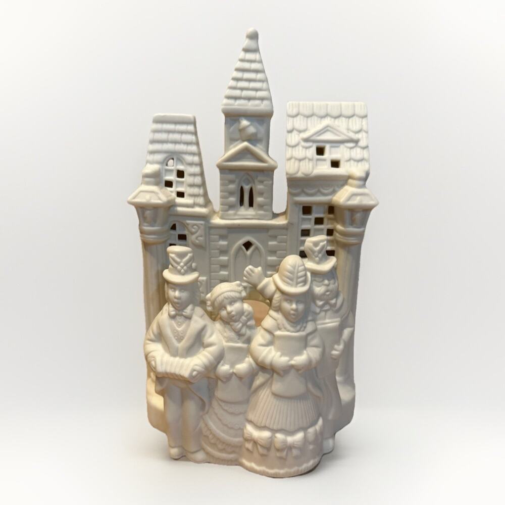 Partylite #PO204 Village Christmas Victorian Carolers, Bisque Porcelain Tealight